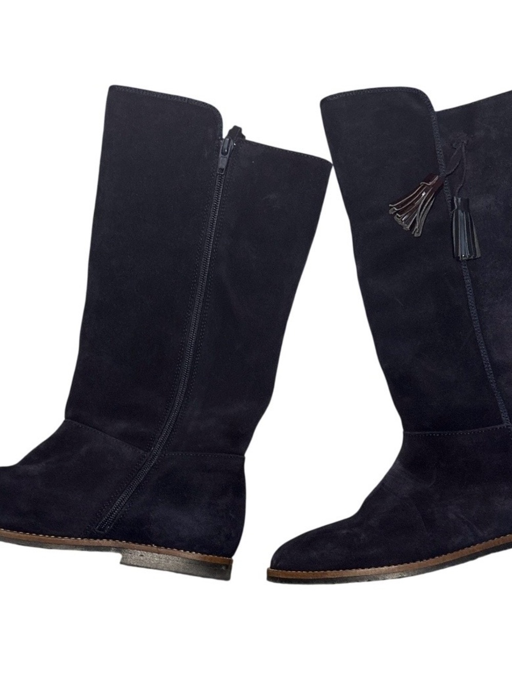 Jacadi Black Suede Knee-High Tassel Boots